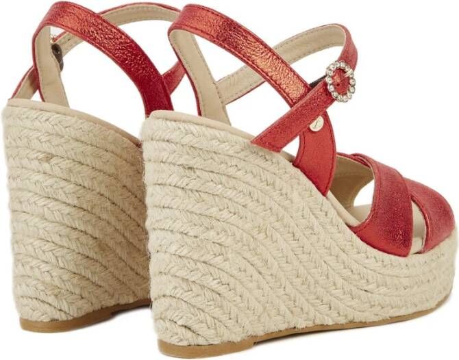 Castañer Gouden Espadrille Sleehakken Red Dames