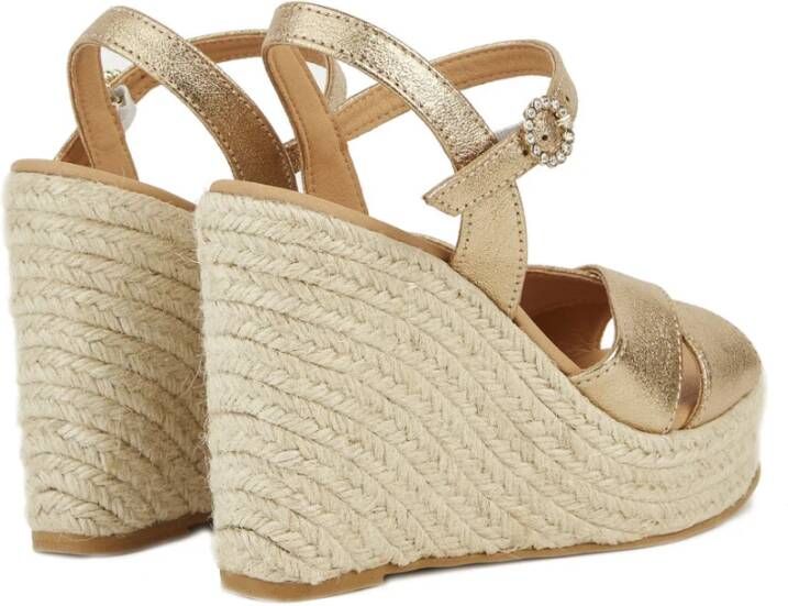 Castañer Gouden Espadrille Sleehakken Yellow Dames