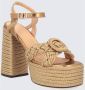 Castañer Gouden Raffia Sleehak Sandaal Beige Dames - Thumbnail 2