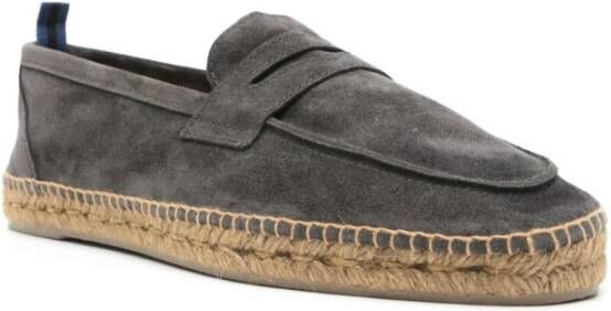 Castañer Grijze Gevlochten Raffia Zool Platte Schoenen Gray Heren