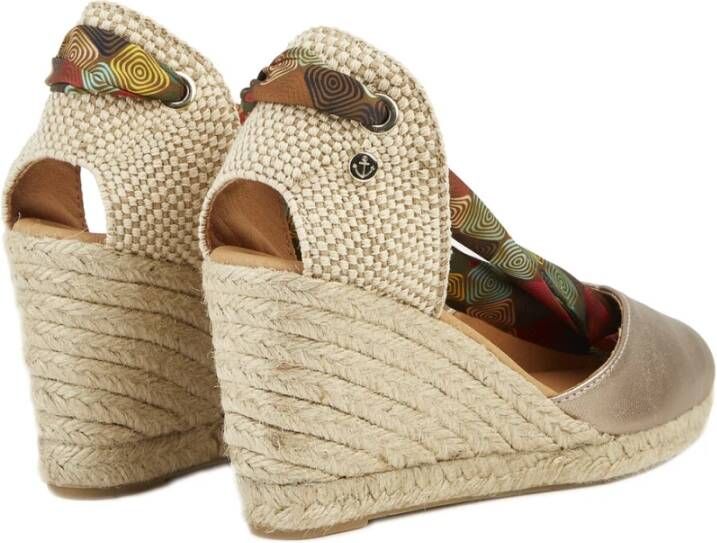 Castañer Groene Sleehak Espadrilles Beige Dames