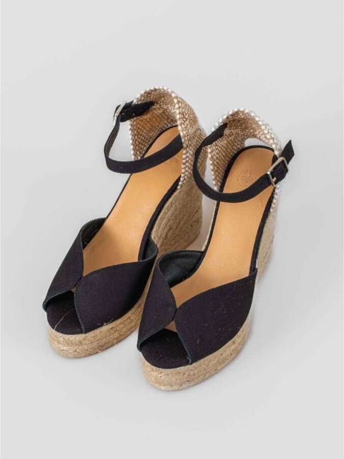 Castañer Handgemaakte Espadrilles met Open Teen Black Dames