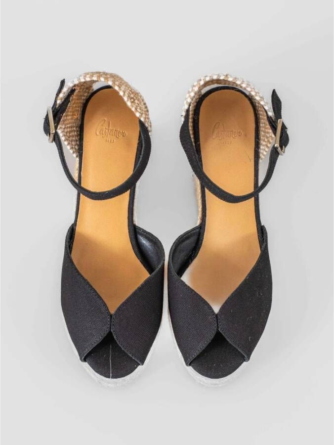 Castañer Handgemaakte Espadrilles met Open Teen Black Dames