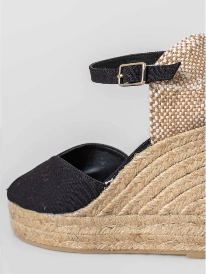 Castañer Handgemaakte Espadrilles met Open Teen Black Dames