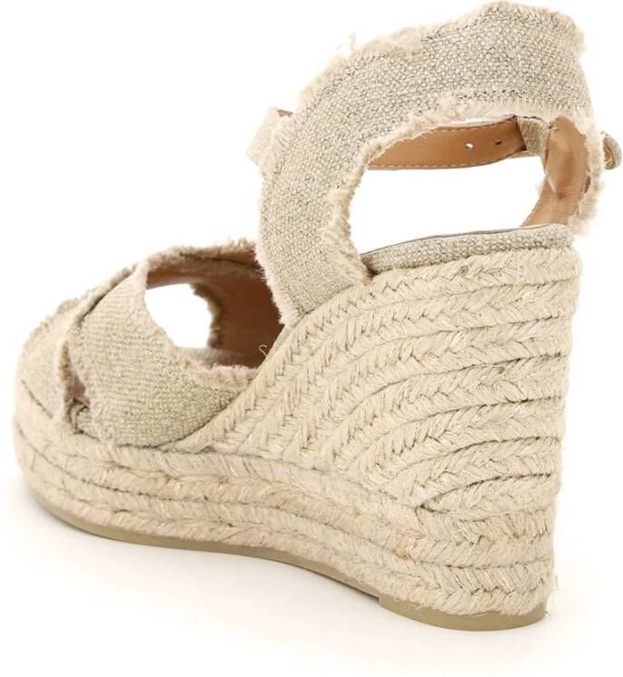 Castañer Handgemaakte Lurex Sleehak Espadrilles Beige Dames