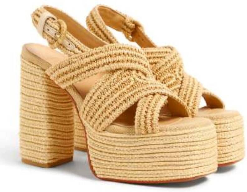 Castañer Handgemaakte natuurlijke raffia sandalen Beige Dames