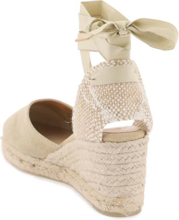 Castañer Handgemaakte Wedge Espadrilles met Lint Binden Blue Dames