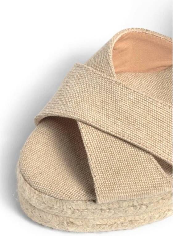 Castañer Hoge Espadrille Sandalen Ivoor Katoen Beige Dames