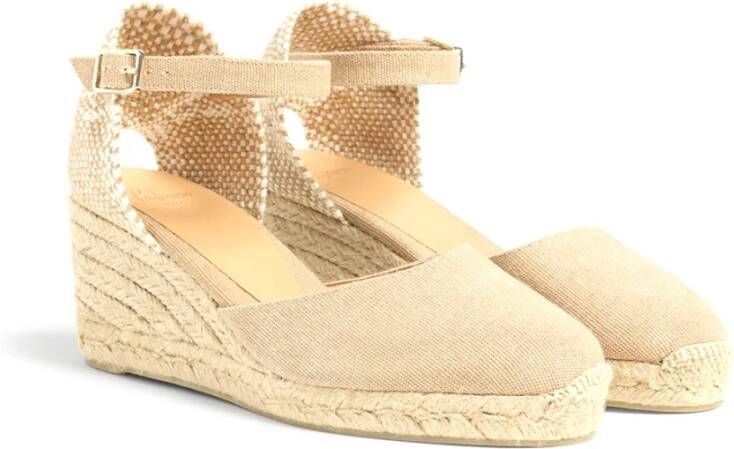 Castañer Hoge Wig Ivoor Espadrilles Sandalen Beige Dames