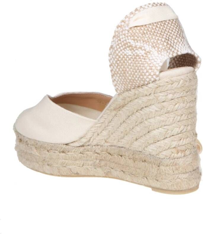 Castañer Ivoor Katoenen Canvas Espadrilles met Enkelband Beige Dames