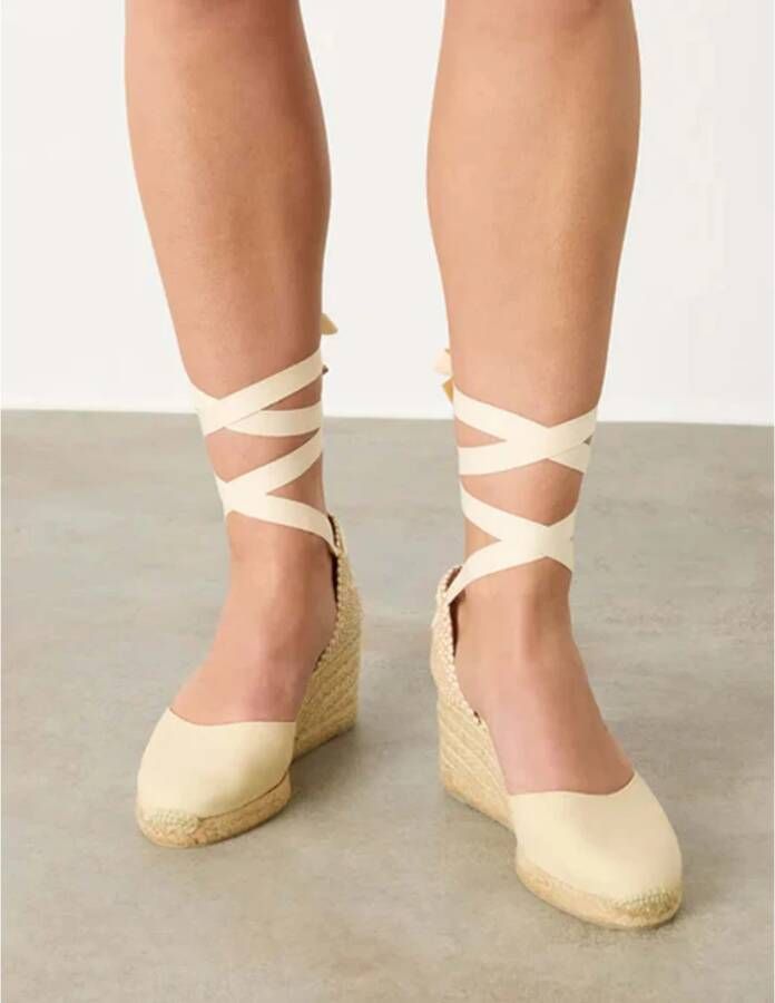 Castañer Ivoor Katoenen Espadrille Sleehakken Beige Dames