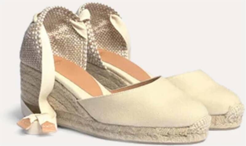 Castañer Ivoor Katoenen Espadrille Sleehakken Beige Dames