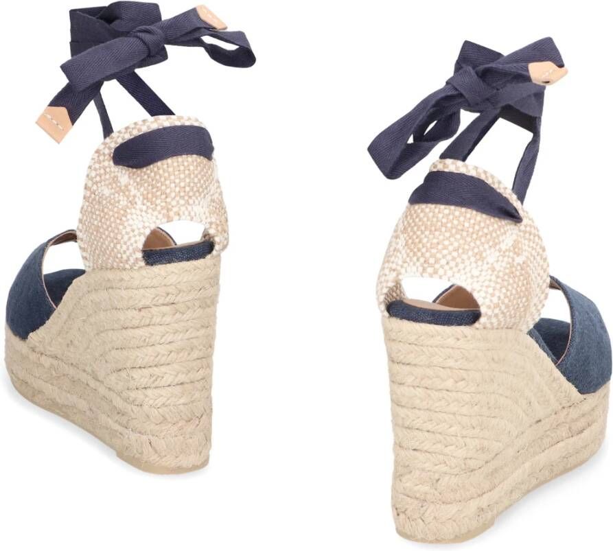 Castañer Jute Wedge Espadrilles met Strikkelband Enkelband Blue Dames