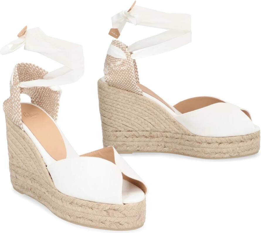 Castañer Jute wedge espadrilles met veters White Dames