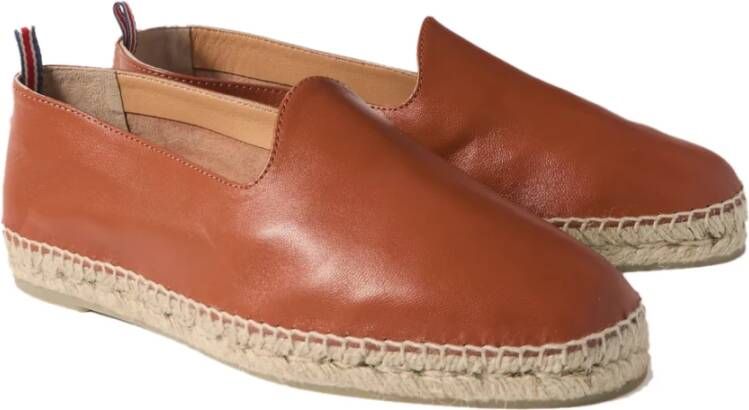 Castañer Leren Espadrilles Logo Rubberen Zool Brown Heren