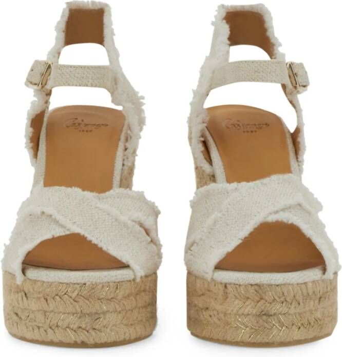 Castañer Linnen Espadrille met Verstelbare Gespsluiting White Dames