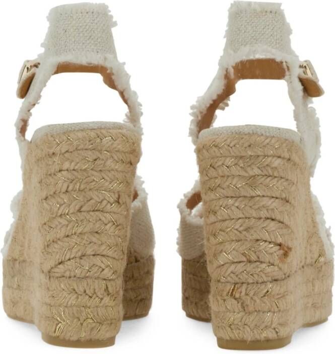 Castañer Linnen Espadrille met Verstelbare Gespsluiting White Dames