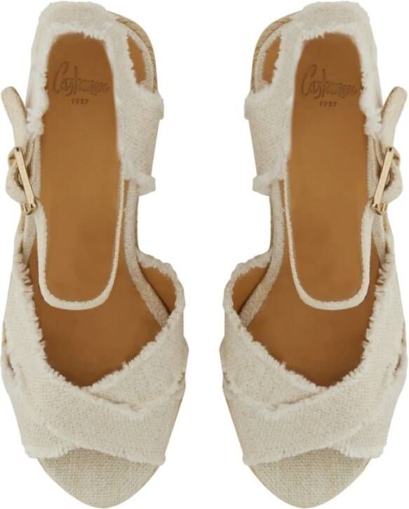 Castañer Linnen Espadrille met Verstelbare Gespsluiting White Dames