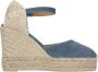 Castañer Carol gewassen katoenen espadrilles met enkelbandje met zij metalen gesp en 11 cm sleehak. Blue Dames - Thumbnail 4