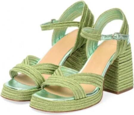 Castañer Metallic Gevlochten Sandaal Valle Model Green Dames