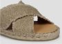 Castañer Metallic Linnen Gekruiste Band Sandalen Beige - Thumbnail 3