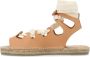 Castañer Natuurlijk Leren Sandalen Open Teen Lint Beige Dames - Thumbnail 3