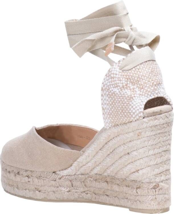 Castañer Natuurlijke Espadrille Sleehak met Geweven Details Beige Dames