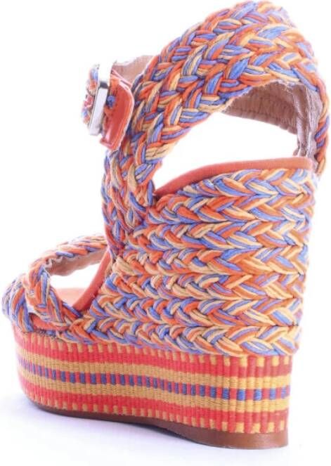 Castañer Oranje Canvas Sleehak Espadrilles Orange Dames