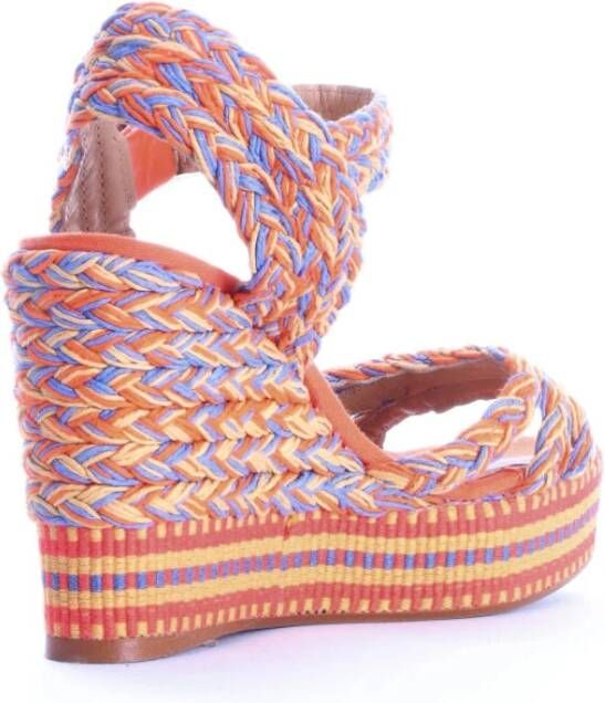 Castañer Oranje Canvas Sleehak Espadrilles Orange Dames