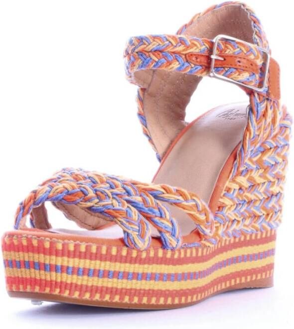 Castañer Oranje Canvas Sleehak Espadrilles Orange Dames