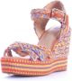 Castañer Oranje Canvas Sleehak Espadrilles Orange Dames - Thumbnail 6