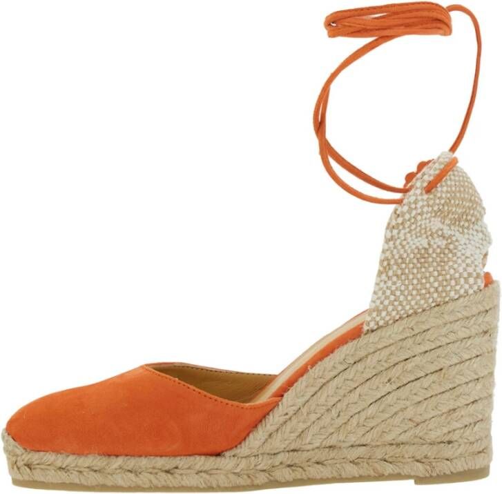 Castañer Oranje Sleehak Espadrilles Canvas Suède Vrouwen Orange Dames