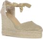 Castañer Chiara metallic-linnen espadrilles met striksluiting en 11 cm sleehak met dubbele platform. Yellow Dames - Thumbnail 14