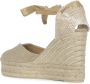 Castañer Chiara metallic-linnen espadrilles met striksluiting en 11 cm sleehak met dubbele platform. Yellow Dames - Thumbnail 15