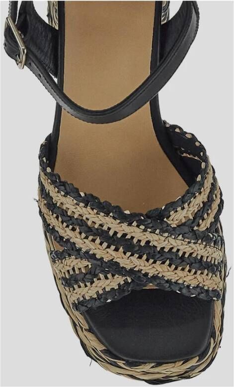 Castañer Raffia Espadrille Schoen Black Dames