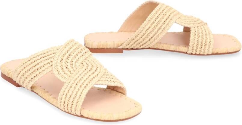 Castañer Raffia Square Toeline Slides Beige Dames