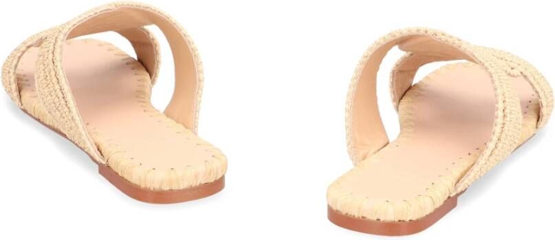 Castañer Raffia Square Toeline Slides Beige Dames