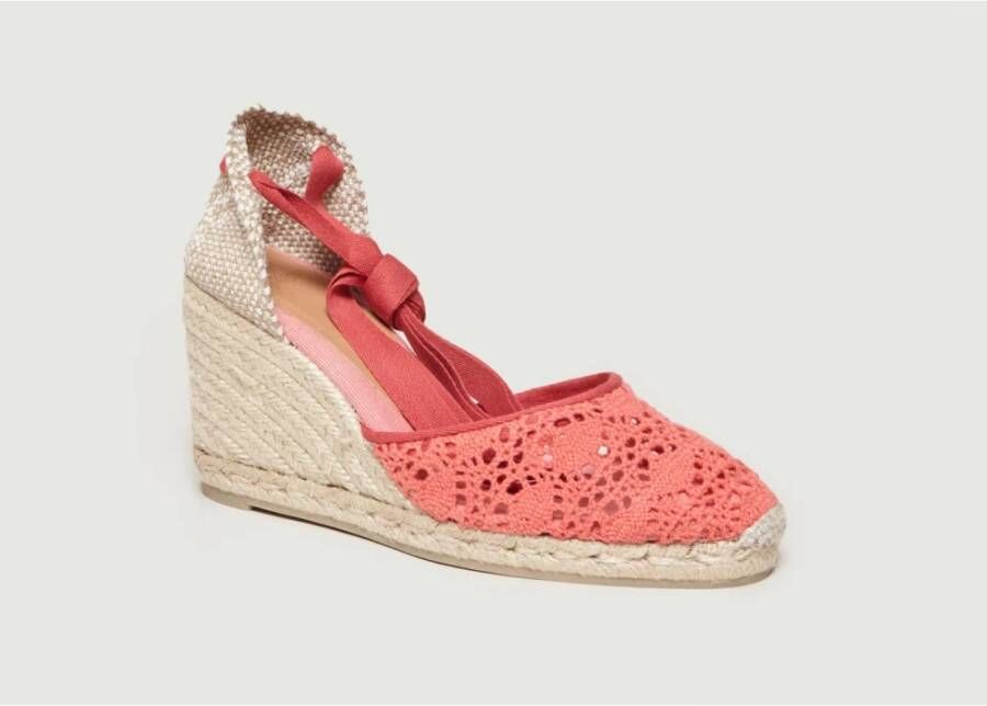 Castañer Roze Gehaakte Sleehak Espadrilles Pink Dames