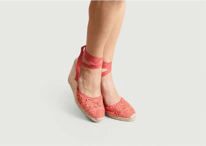 Castañer Roze Gehaakte Sleehak Espadrilles Pink Dames