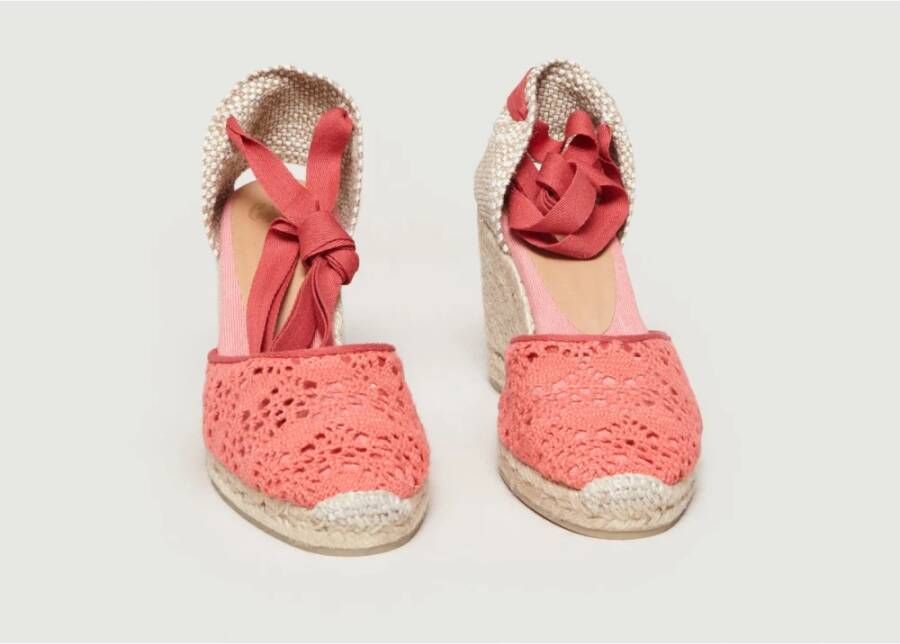 Castañer Roze Gehaakte Sleehak Espadrilles Pink Dames