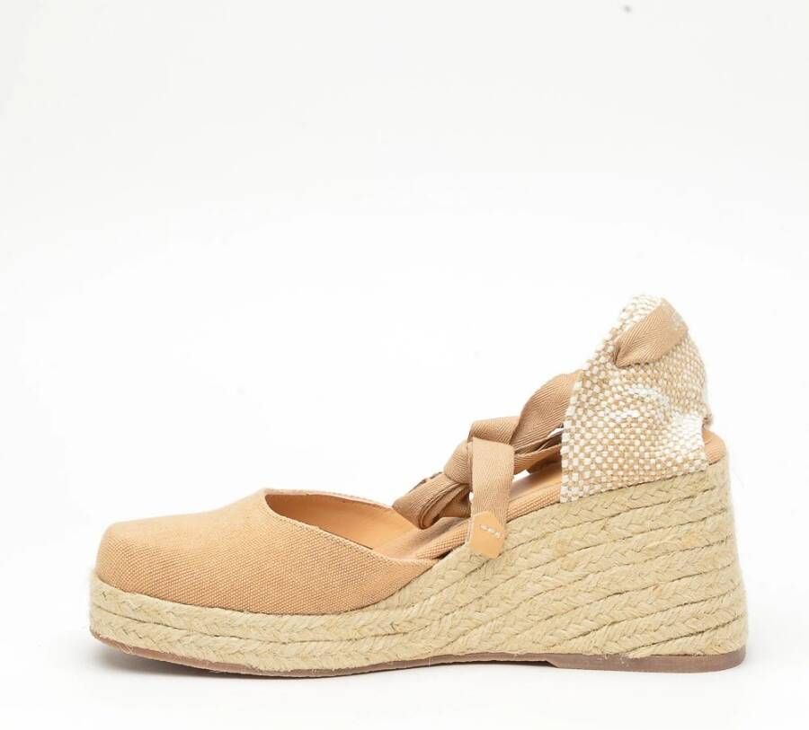 Castañer Tina Espadrilles in lederen stof Beige Dames