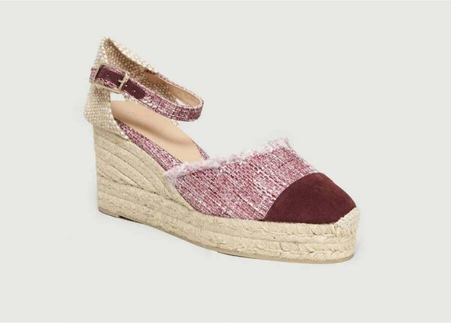 Castañer Tweed Sleehak Espadrilles Rood Suède Red Dames