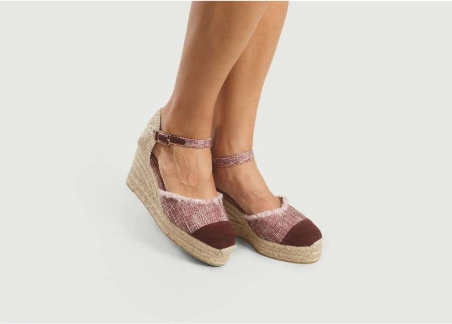 Castañer Tweed Sleehak Espadrilles Rood Suède Red Dames