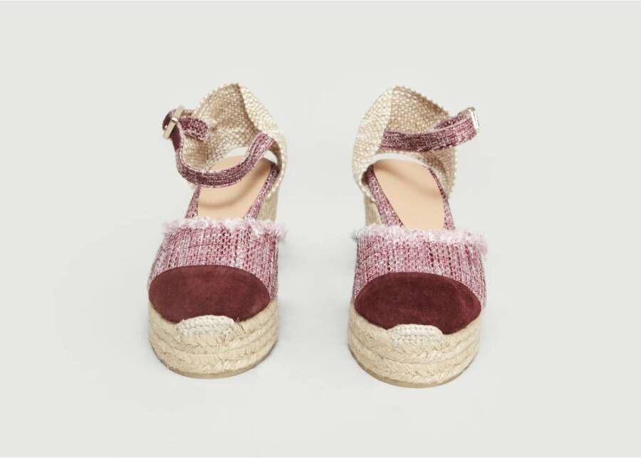 Castañer Tweed Sleehak Espadrilles Rood Suède Red Dames