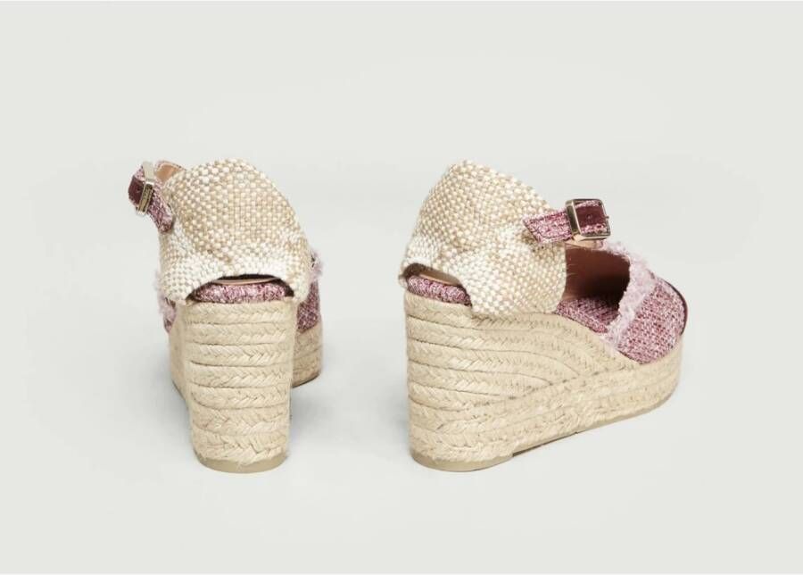 Castañer Tweed Sleehak Espadrilles Rood Suède Red Dames