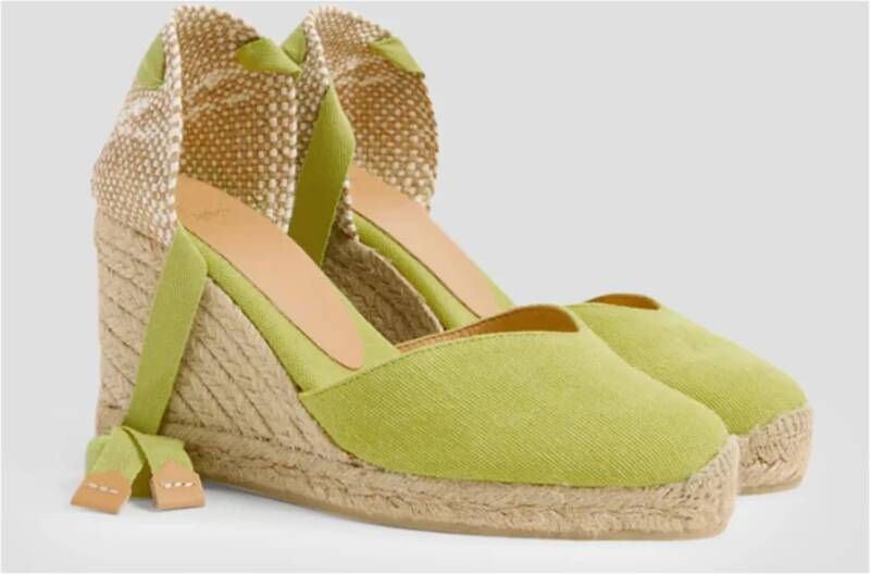 Castañer Wig Espadrilles met V-Cut Detail Green Dames