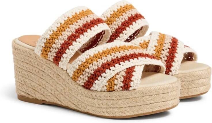 Castañer Wig Espadrilles Sandalen Multicolor Logo Hak Beige Dames