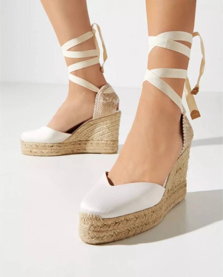 Castañer Witte Espadrilles met 11cm Sleehak White Dames