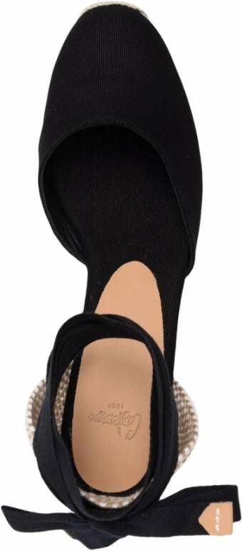 Castañer Zwarte Canvas Espadrilles met Enkelband Black Dames