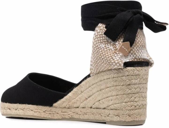 Castañer Zwarte Canvas Espadrilles met Enkelband Black Dames